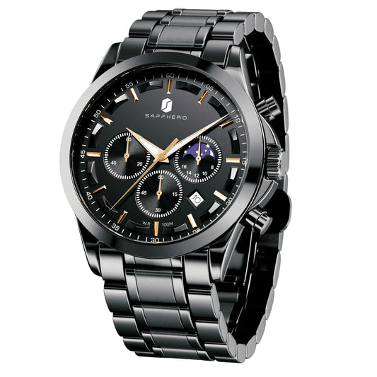 SAPPHERO Mens Watches Watches for Men Analog Watch Waterproof Watch Quartz Chronograph Date Display Stainless Steel Mens Wrist Watches Casual Business Gifts for Men Fashion Designer Mens Dress Watch - valtroxx.com
